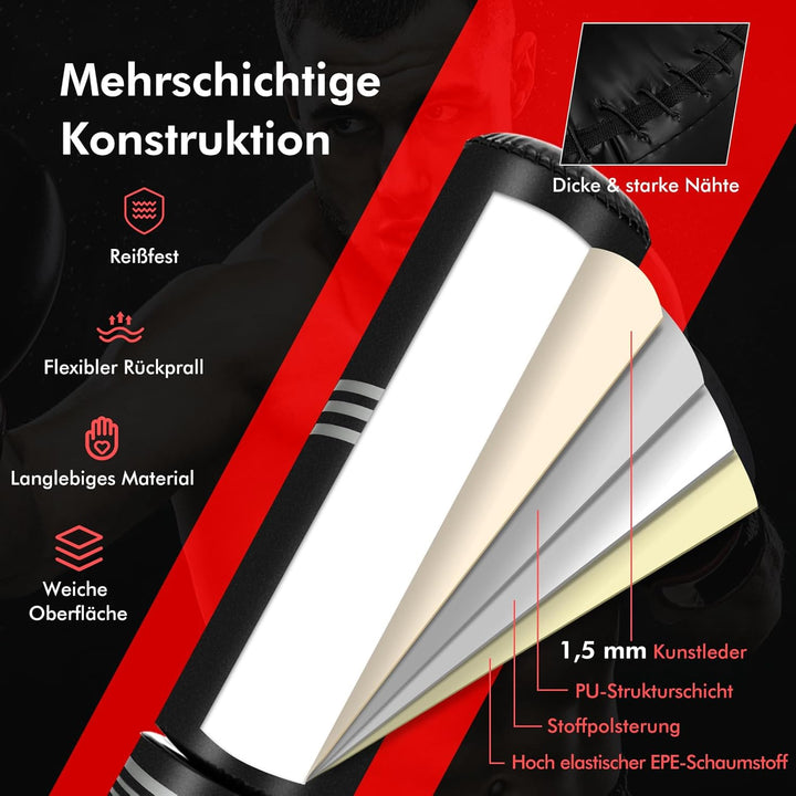 COSTWAY Boxsack stehend, 170 cm Schwerer Box Sack mit gefülltem Ständer, Standboxsack aus Kunstleder