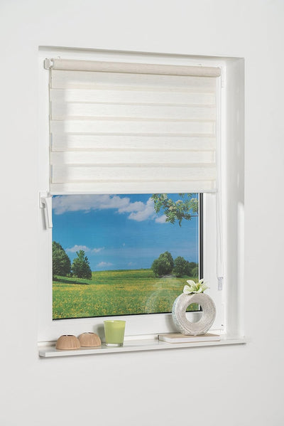 K-home Klemmfix Doppelrollo Andorra ohne Bohren Beige 70 x 200 cm (B x L) 70 x 200 cm Beige, 70 x 20