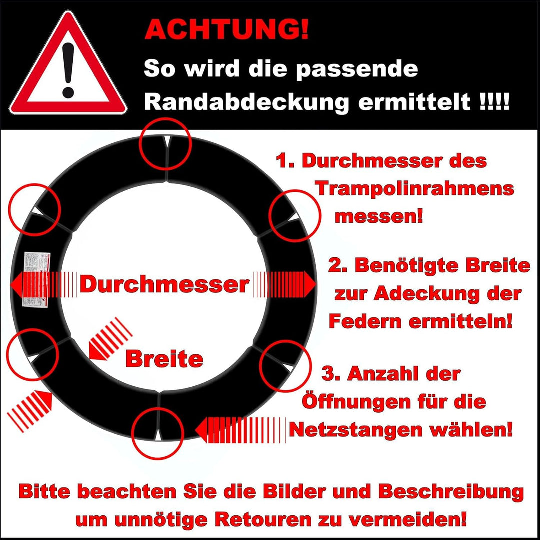 Baunsal® Trampolin Randabdeckung Ø 183 244 250 275 300 305 335 366 370 396 400 427 430 457 460 487 4