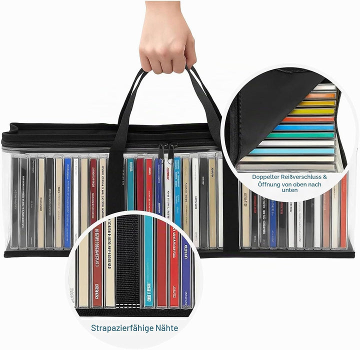 DVD Aufbewahrungstaschen 4er Set, Grosse Kapazität für 160 DVDs/CDs, Transparente PVC Media Organize