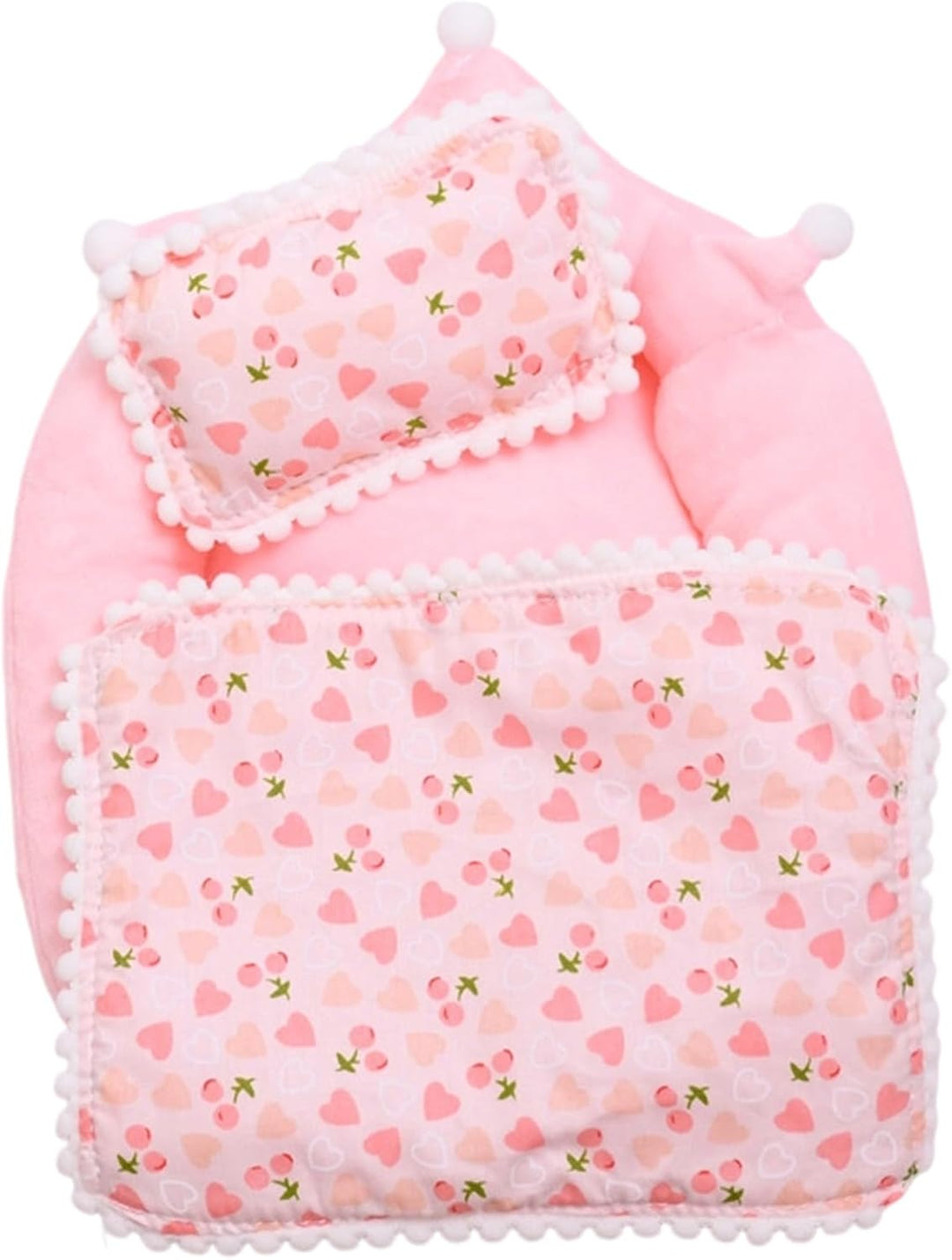 Mini Puppenbett mit Kissen und Decke, Puppenhaus Schlafzimmer Zubehör für 17 cm Puppen, kleines Bett