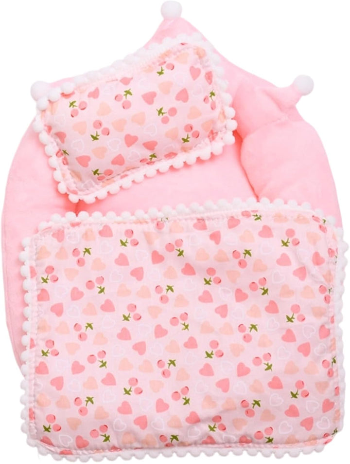 Mini Puppenbett mit Kissen und Decke, Puppenhaus Schlafzimmer Zubehör für 17 cm Puppen, kleines Bett