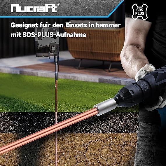 Nucraft SDS-PLUS Professional Erdnageleintreiber zum Einstecken von Tiefenerder Erder Erdung Staberd