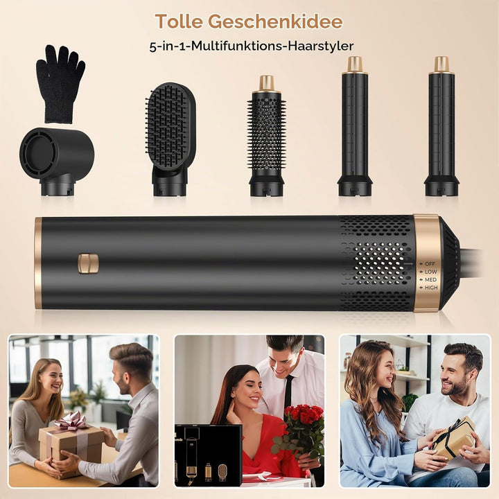 UKLISS 5 in 1 Hairstyler &amp; &amp; Föhn Set mit Rundbürstenföhn, Warmluftbürste, Hair Dryer, Lockenföhn, S