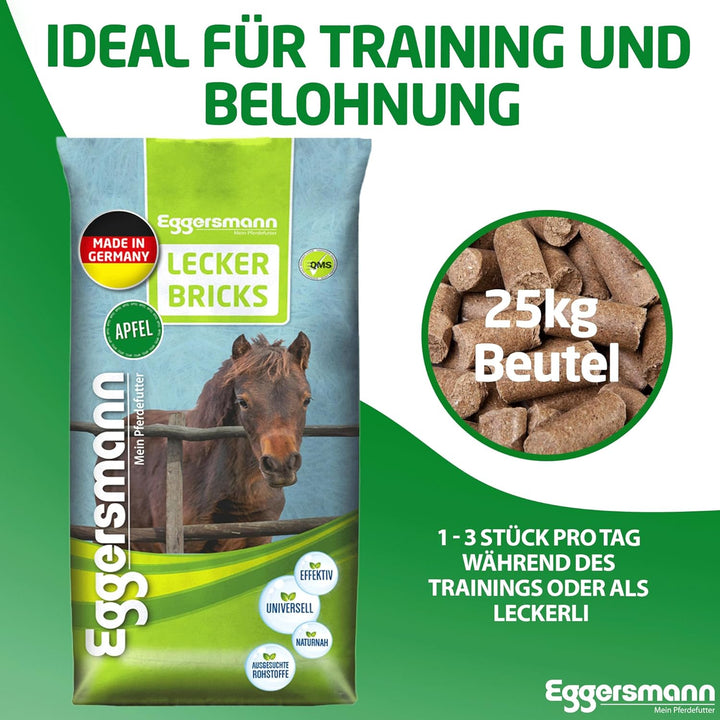 Eggersmann Mein Pferdefutter - Lecker Bricks Apfel 25 kg - Leckerlies für Pferde und Ponies zur Belo