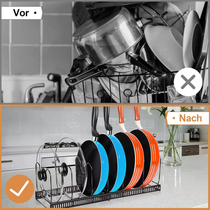 MASTERTOP Pfannenhalter für Schublade,Erweiterbarer Deckelhalter Topfdeckelhalter mit 8 Verstellbare