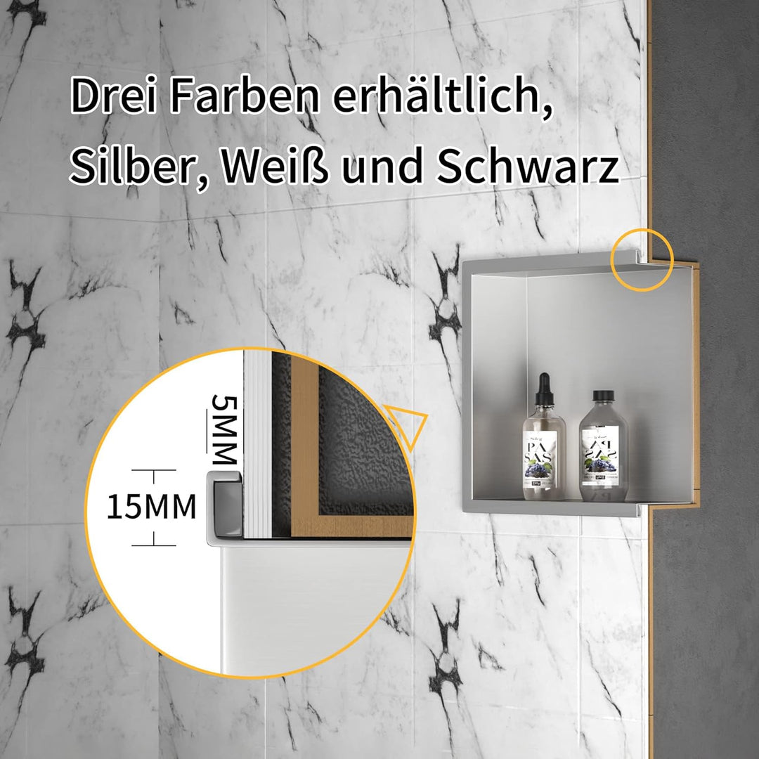 Bernkot Duschnische aus Edelstahl 60 x 30 x 10 cm Wandnische Aufbewahrung Ordner für Badezimmer Kein