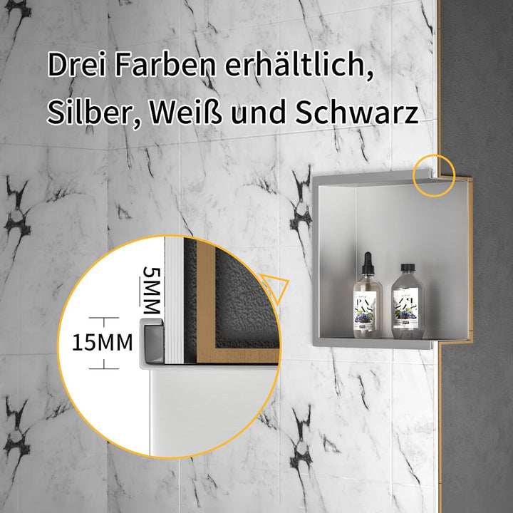 Bernkot Duschnische aus Edelstahl 60 x 30 x 10 cm Wandnische Aufbewahrung Ordner für Badezimmer Kein