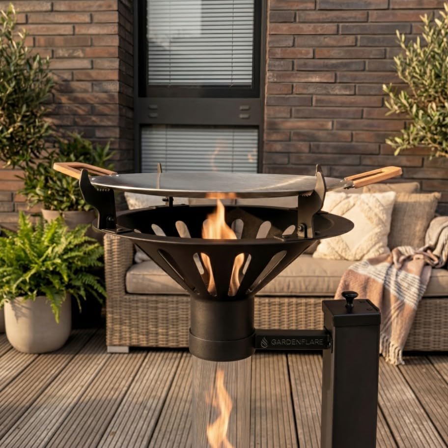 GARDENFLARE Grillaufsatz für Klassik Feuerrohr – Edelstahl-Grillpfanne