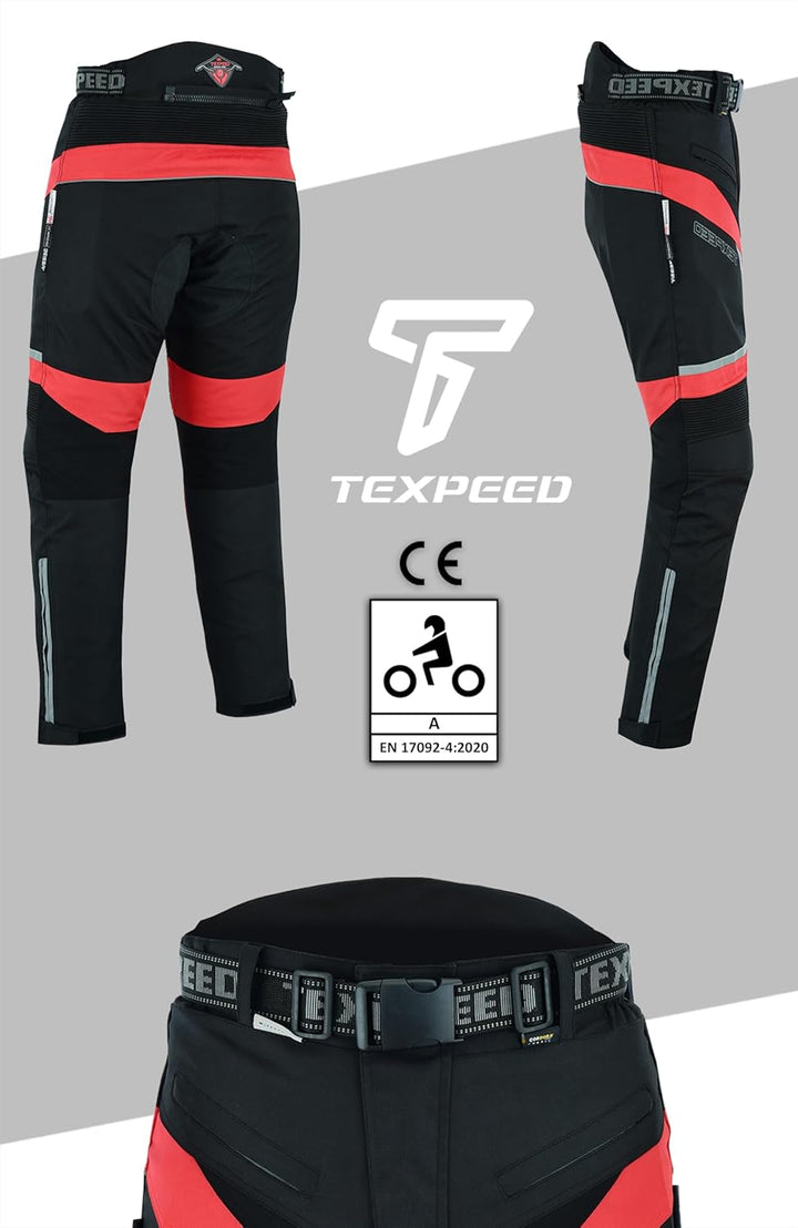 Texpeed Motorradhose Mit Protektoren Herren - Textil Wasserdicht Motorroller Motorrad Bikerin Mit Sc