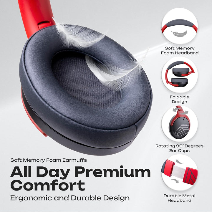 PowerLocus Bluetooth Kopfhörer Over Ear, 60 Std Spielzeit, Kopfhörer Kabellos mit 4 EQ-Modi, Hi-Fi S