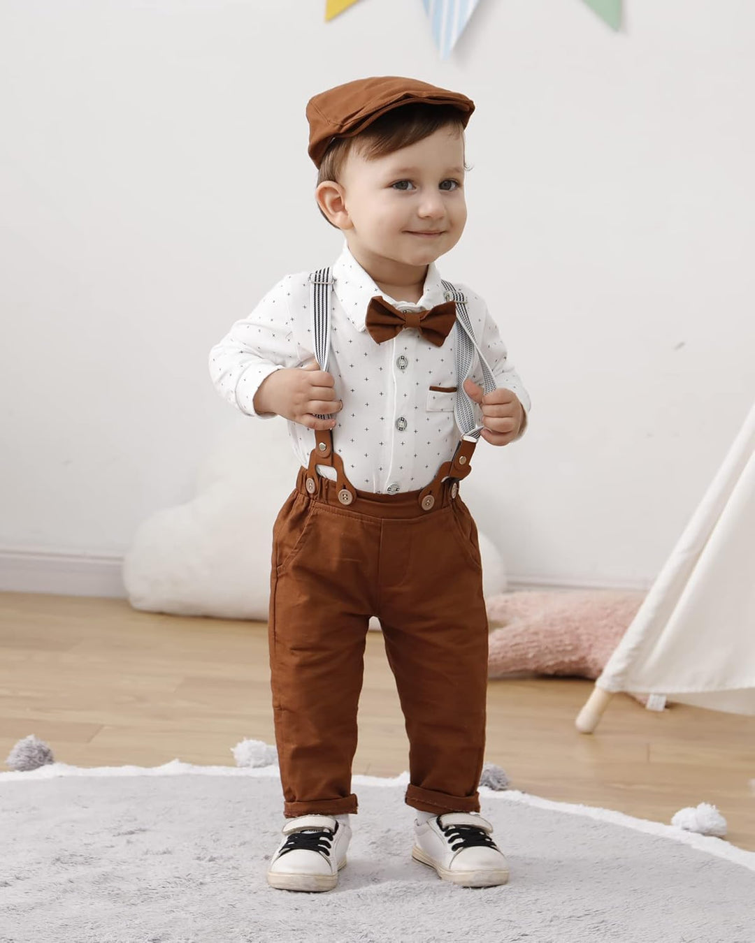 Baby Jungen Anzug Bekleidungssets, 0-18 Monate 4tlg Hochzeit Festliche Taufanzug Strampler mit Flieg