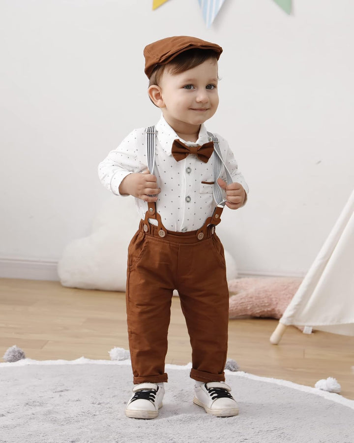 Baby Jungen Anzug Bekleidungssets, 0-18 Monate 4tlg Hochzeit Festliche Taufanzug Strampler mit Flieg