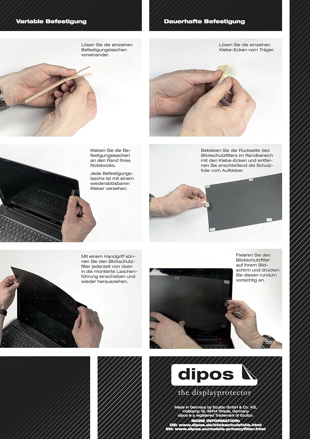 dipos iMac 27 Zoll 649x396 mm Blickschutzfilter - Premium Blickschutzfilter für Monitor, Laptop und