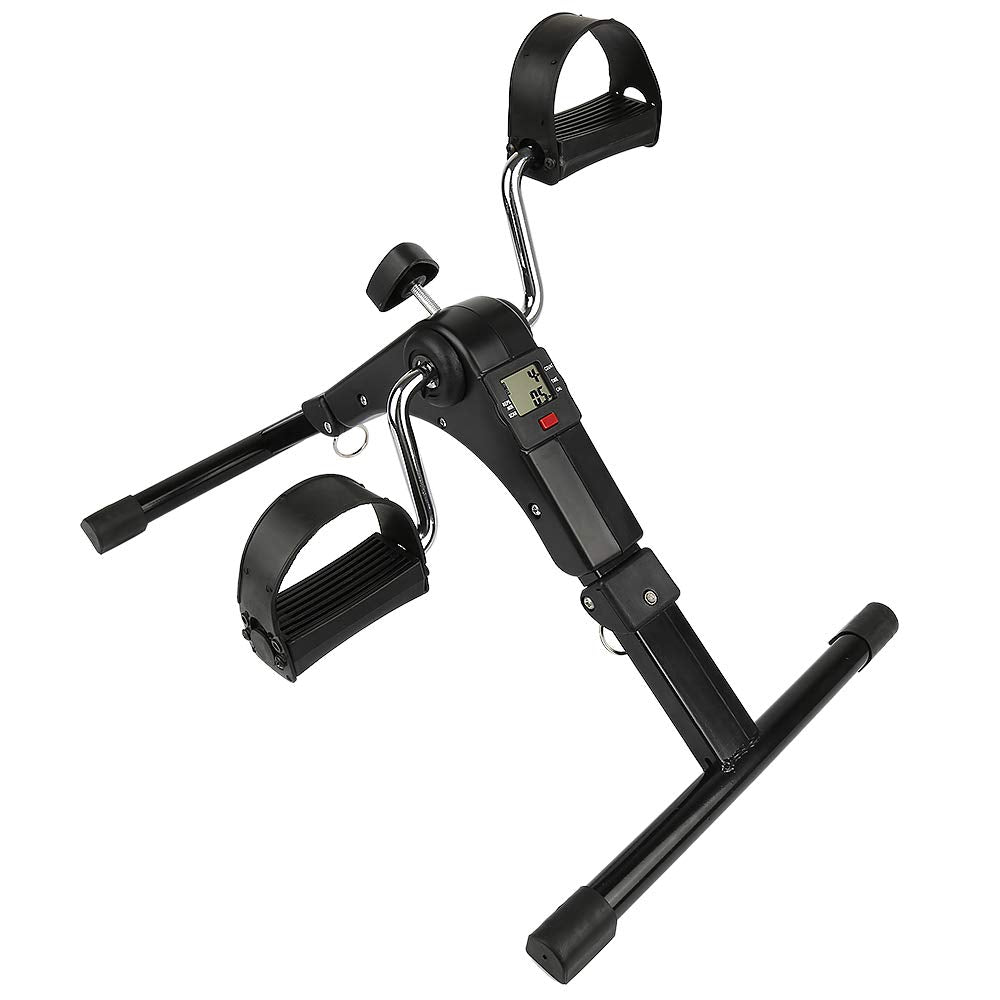 Mini Stepper Fitnessgerät für Zuhause, Hydraulischer Heimtrainer mit Widerstandsbändern & LCD Displa