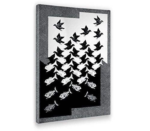 Giallobus - Bild - Druck AUF LEINWAND - Escher - Himmel UND Wasser 2-50 x 70 cm, 50 x 70 CM