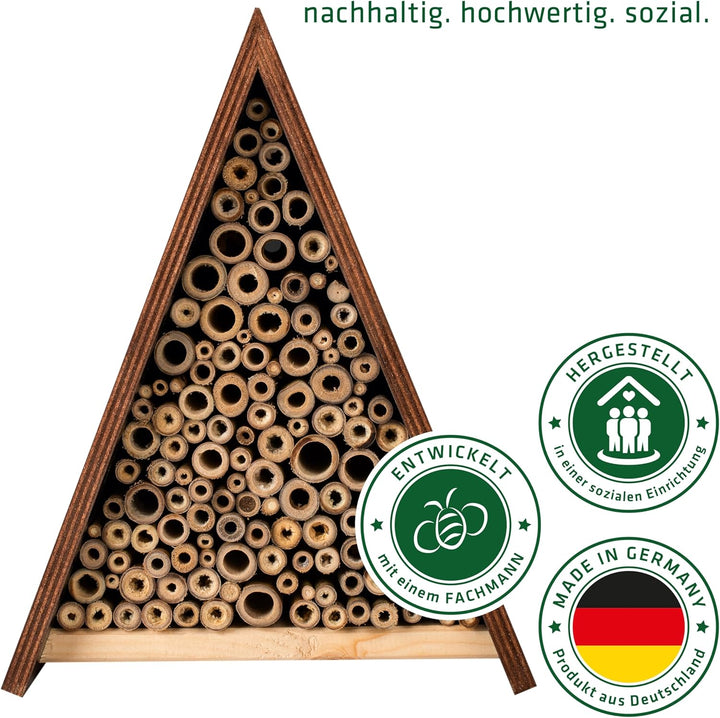 GARDIGO® Bienenhotel inkl. Blühwiesenpatenschaft I Unterschlupf für Wildbienen I Bienenhaus für den
