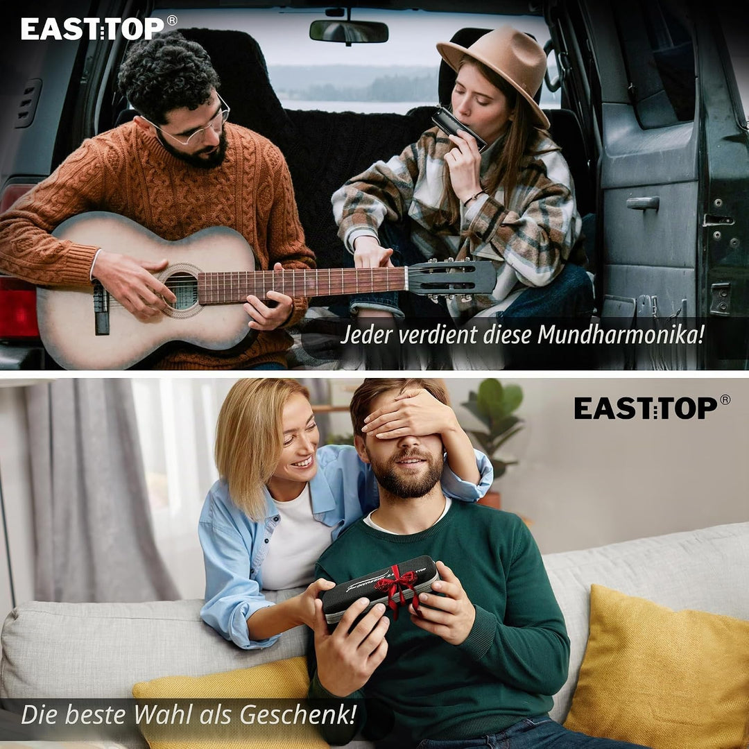 EAST TOP Aktualisiert FORERUNNER 2.0 ohne Ventile Chromatische Harmonika 12-Loch 48 Töne A Key Chrom