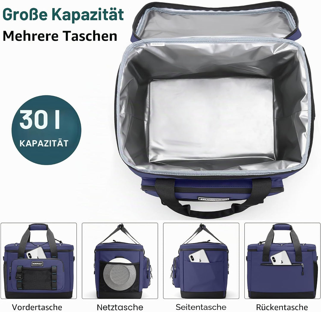 Hulongo Kühltasche, 30 L grosse isolierte Kühltasche, wasserdichte Thermotasche für Picknicks, ausla
