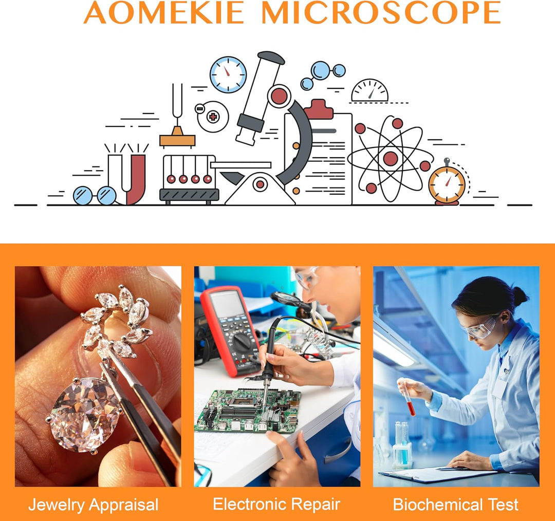 Aomekie Mikroskop für Kinder 3D Stereomikroskop 20x 40X Vergrösserung mit Objektträger Insektenprobe
