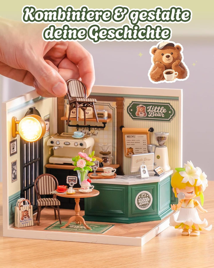 Rolife Super Creator Perfect Romance Café, DIY Miniature House mit Licht, Ohne Kleber, Niedliche Min
