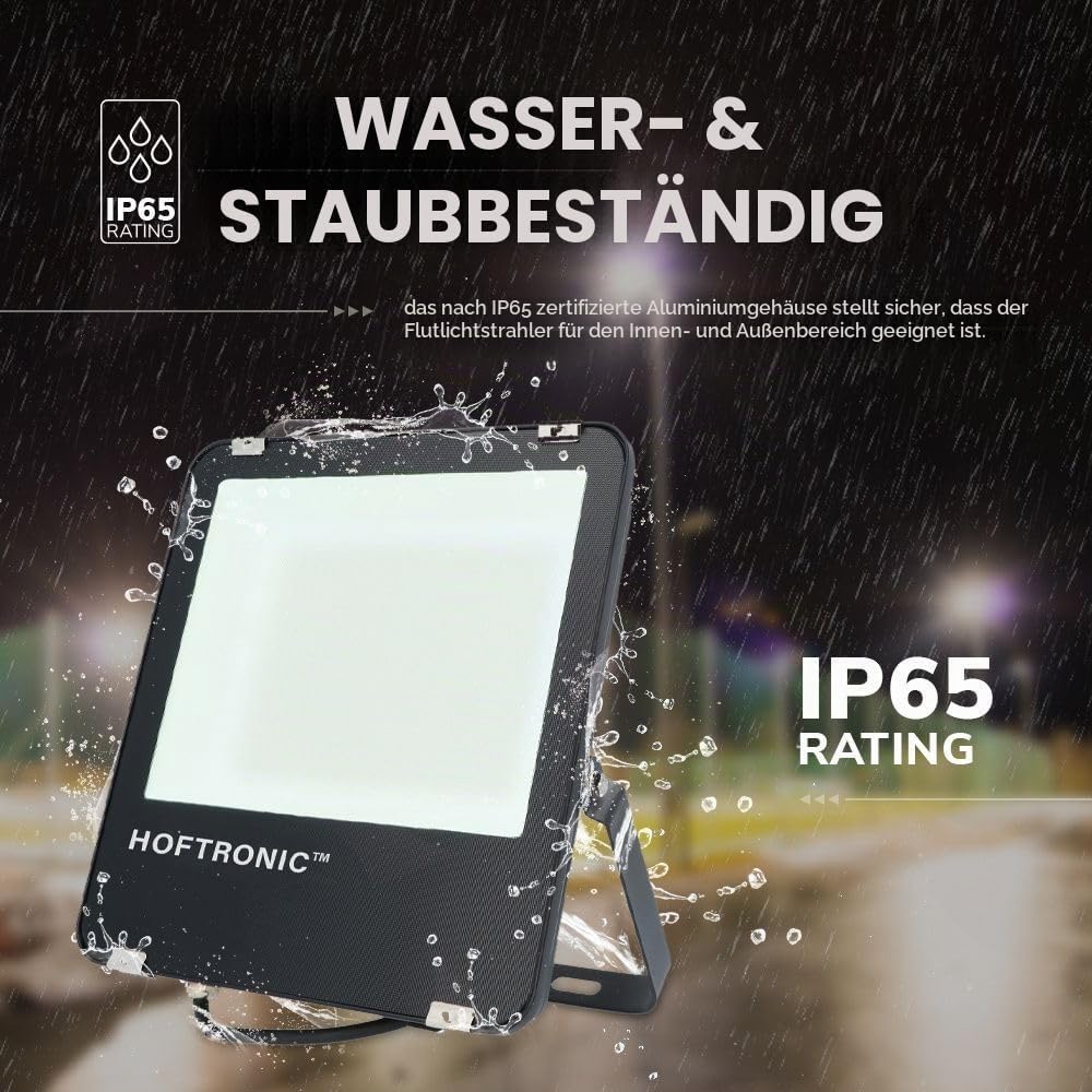 HOFTRONIC - LED Strahler Aussen 100W 16000 Lumen 160lm/W 4000K Neutralweiss LED Flutlicht Aussenleuc