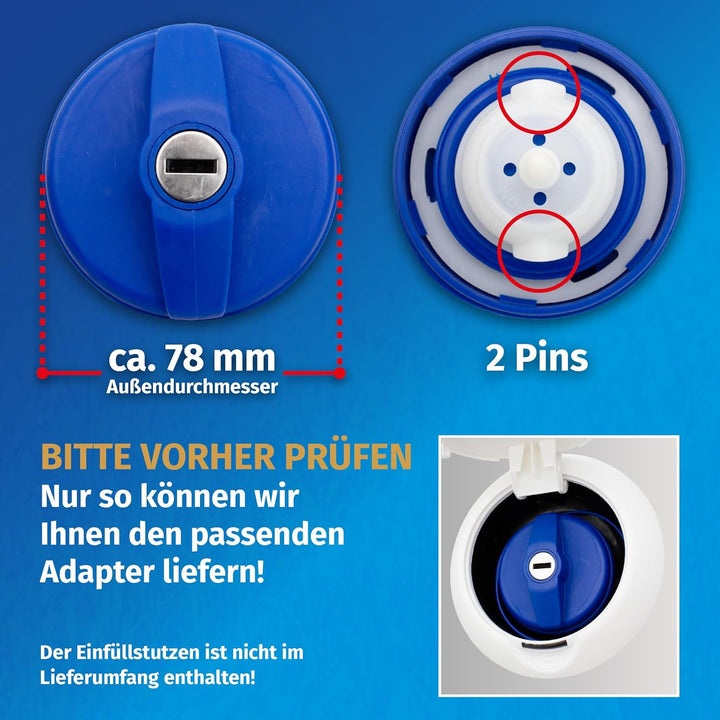 MaJoCompTec® CONNECT-30 Wohnmobil Wasser Tank Set| Caravan Einfüllstutzen Tankdeckel Zubehör (Anschl