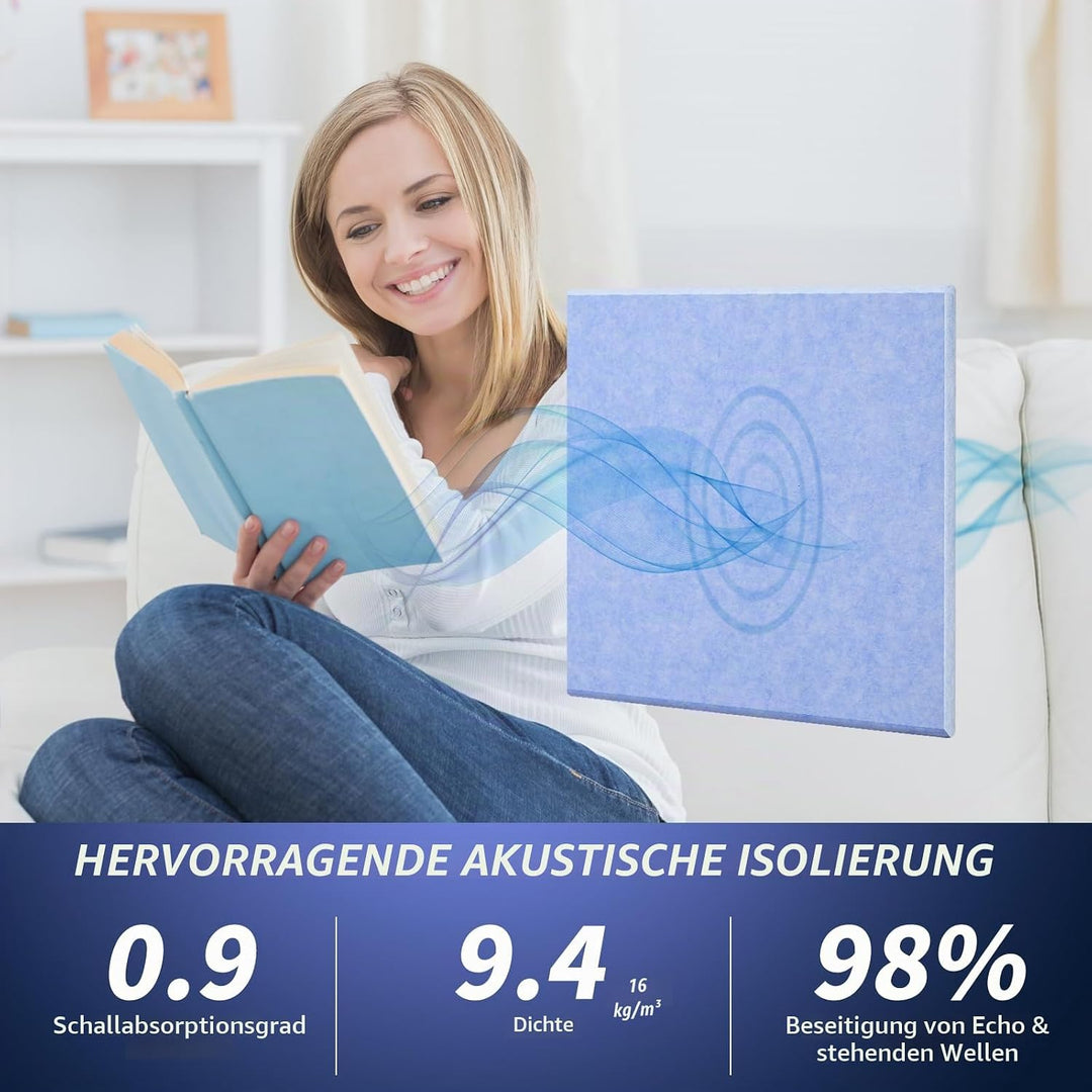Rdutuok 12 Stück Selbstklebend Akustikplatten,30x30x1 cm Akustik Absorber Akustikpanel Schallschutzp