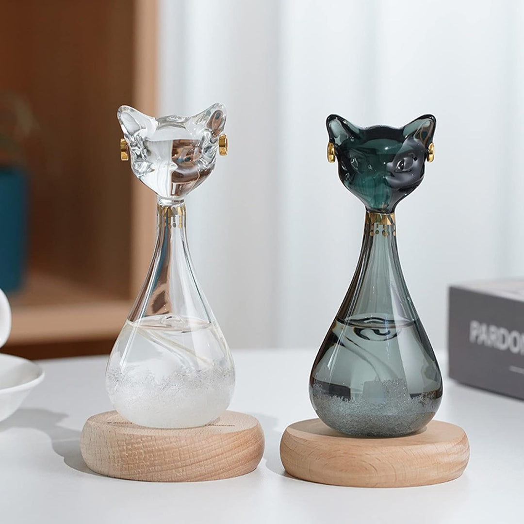 Sturmglas Wetterstation, Wettervorhersage-Flasche in Katzengestalt, Wetter Barometer Glas Tropfen mi