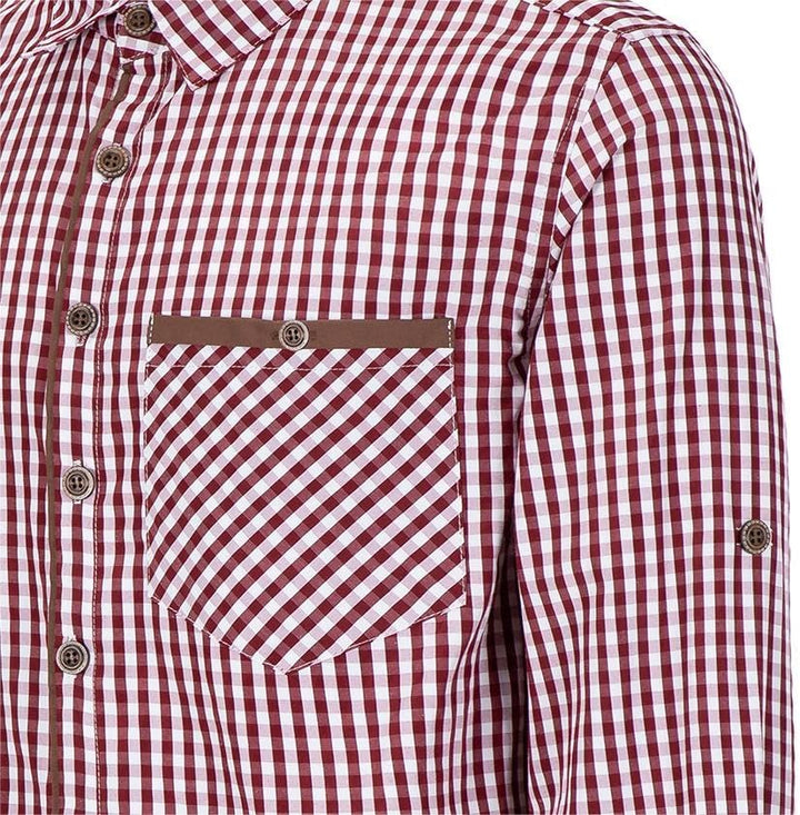 Dirndlwelle Trachtenhemd Herren,100% Baumwolle Rot/Grün/Weiss Oktoberfest Trachtenhemd Herren Langar