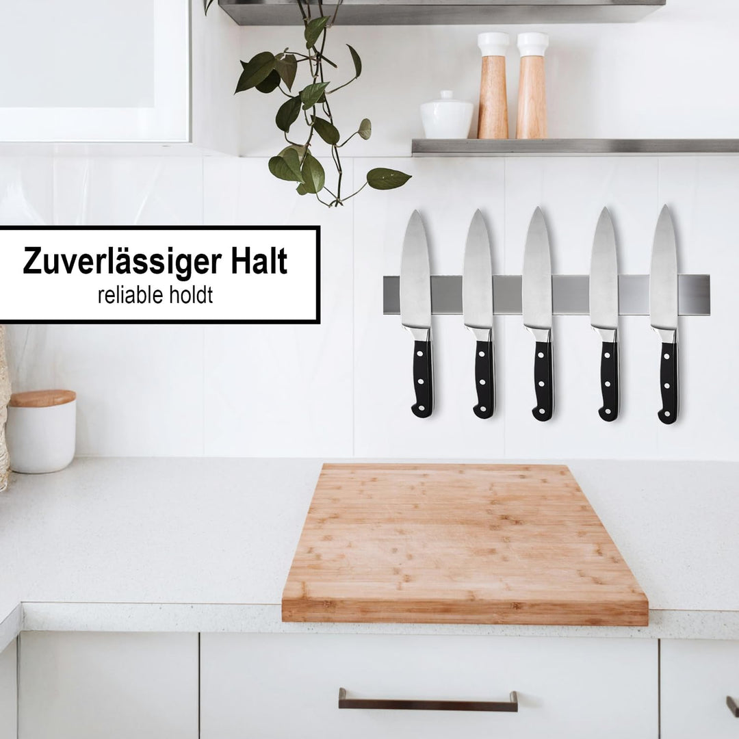 Magnetische Messer-Leiste aus Edelstahl - 40 cm langer Magnethalter zur Wandbefestigung - vielseitig