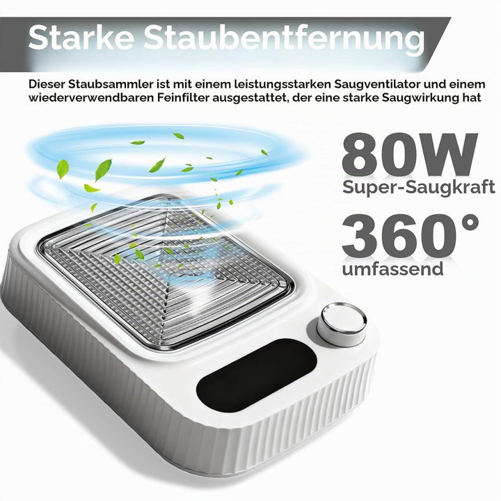Nagelstaubsauger mit Filter 80W, Leistungsstarke Staubabsaugung für Nägel, Professioneller Nagel Sta
