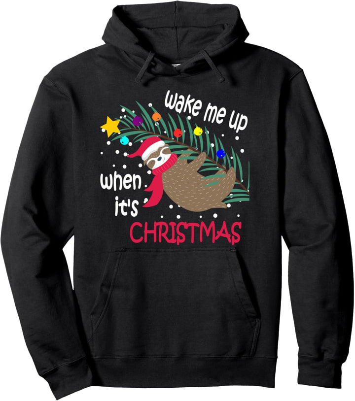 Weck Mich Auf Wenn Weihnachten Ist Faultier Ugly Christmas Pullover Hoodie