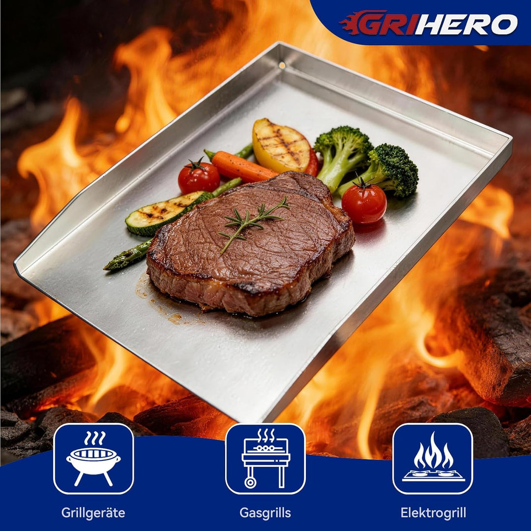 45x30CM Edelstahl Grillplatte, BBQ Plancha Grillschale für Napoleon Rogue (auch mit Heckbrenner), We