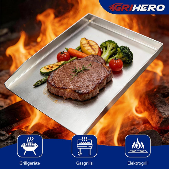 45x30CM Edelstahl Grillplatte, BBQ Plancha Grillschale für Napoleon Rogue (auch mit Heckbrenner), We