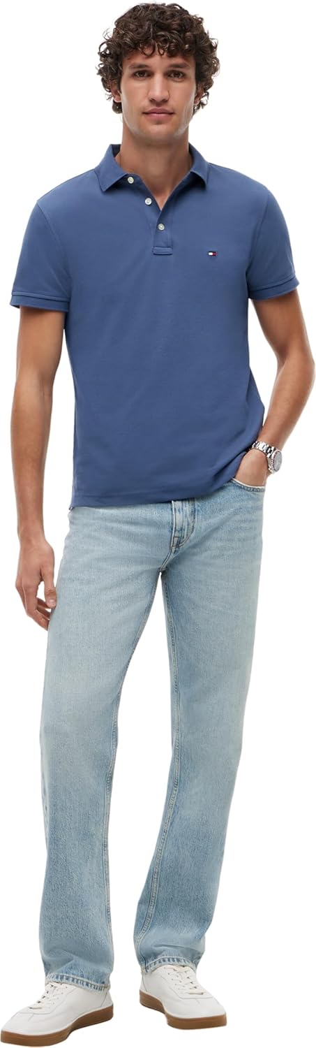 Tommy Hilfiger Herren Poloshirt Kurzarm 1985 Slim Slim Fit XS Blue (Aegean Sea), XS Blue (Aegean Sea