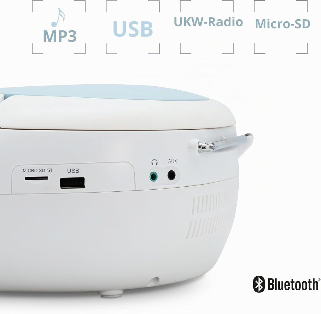 CD Player Radio Celeste Bluetooth, MP3 mit USB-Anschluss, Micro-SD-Karte - Blau - Metronic 477187