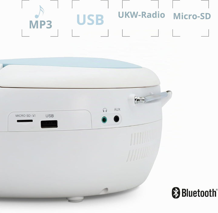 CD Player Radio Celeste Bluetooth, MP3 mit USB-Anschluss, Micro-SD-Karte - Blau - Metronic 477187