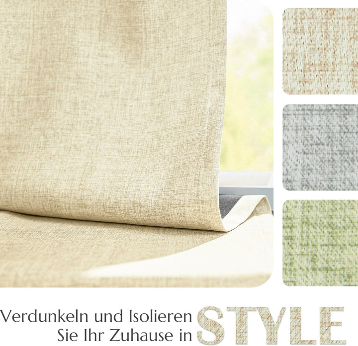TOPICK 100% Verdunklungsvorhänge Gardinen mit Stangedurchzug Thermovorhang Blickdicht, H210xB140 cm
