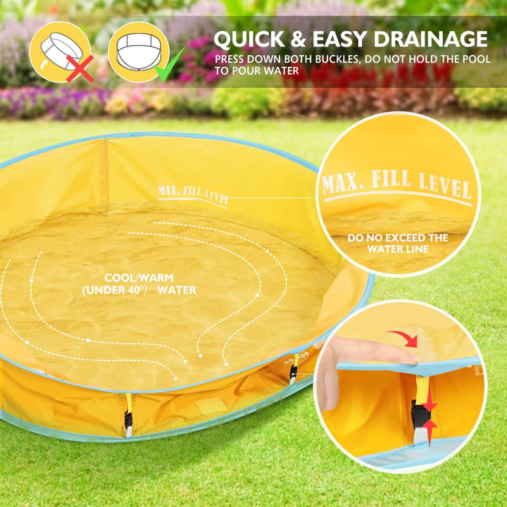 Peradix 4 in 1 Baby Planschbecken mit Dach,Baby Zelt Pop Up Bällebad mit Basketballkorb(Kein Ball),T