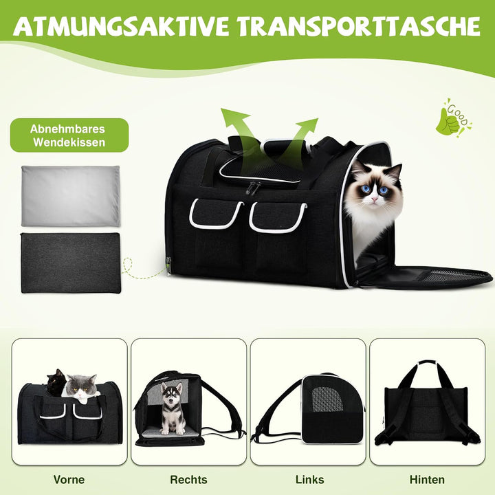 ALLSOPETS Faltbarer Katzenrucksack für grosse Katzen &amp; kleine Hunde, Atmungsaktive Hundetragetasche