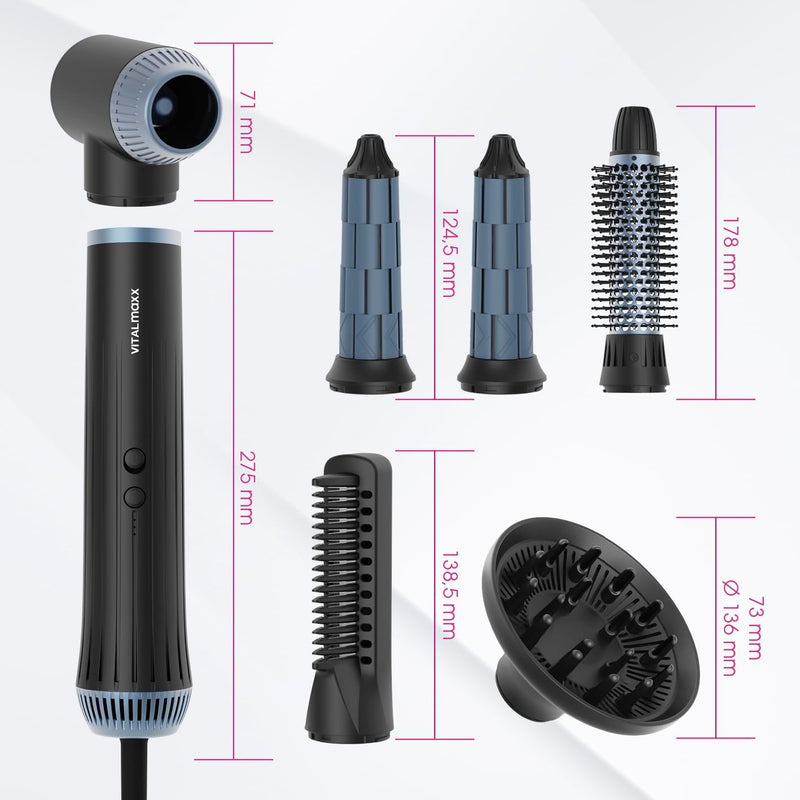 VITALmaxx Air Curler Plus 6-in-1 | Innovative Luftstrom-Technik | Multi-Styler mit Lockendreher, Haa