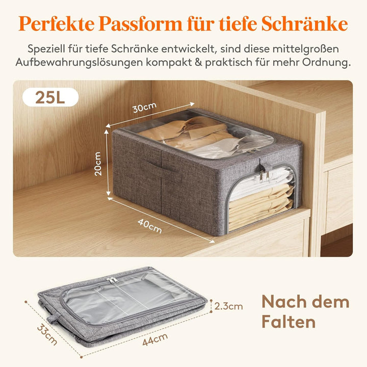 Lifewit 6 Stück Kleideraufbewahrungsbehälter mit Metallrahmen, Faltbare Aufbewahrungsbox mit Deckel,