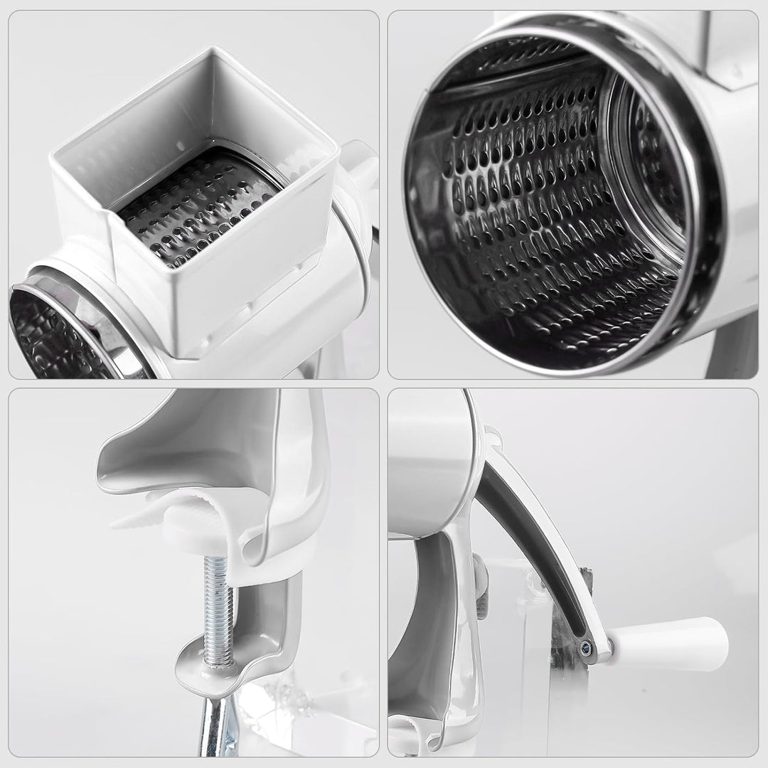 Manuelle Nussmühle mit 2 abnehmbaren Trommelblättern, Edelstahl Schnelles Schneiden Gemüsehobel, Man