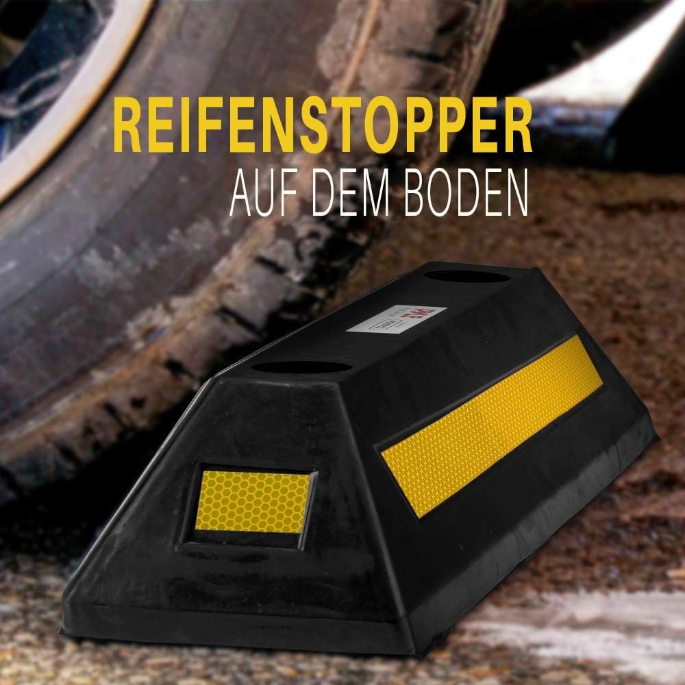 pyle 2 x Panzer-Bodenstopper für Garage, Fahrzeug, für Parksicherheit, 1 x robuster Gummi-Parkplatz,