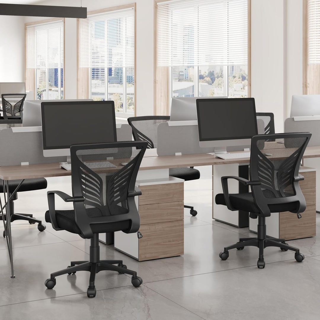 Yaheetech Bürostuhl Ergonomisch, Höhenverstellbarer Schreibtischstuhl mit Lendenwirbelstütze im Schm