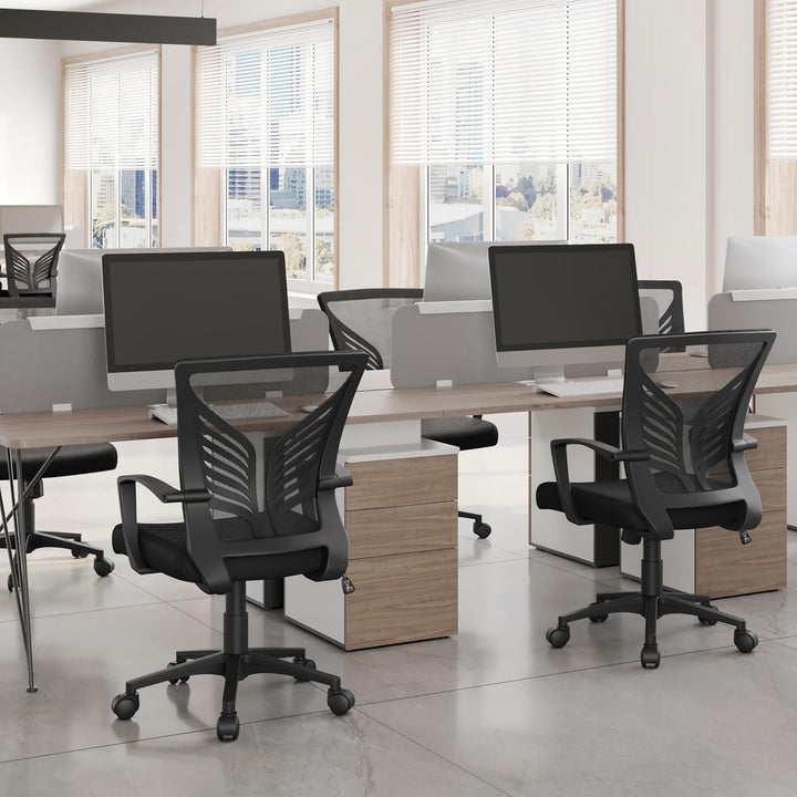 Yaheetech Bürostuhl Ergonomisch, Höhenverstellbarer Schreibtischstuhl mit Lendenwirbelstütze im Schm
