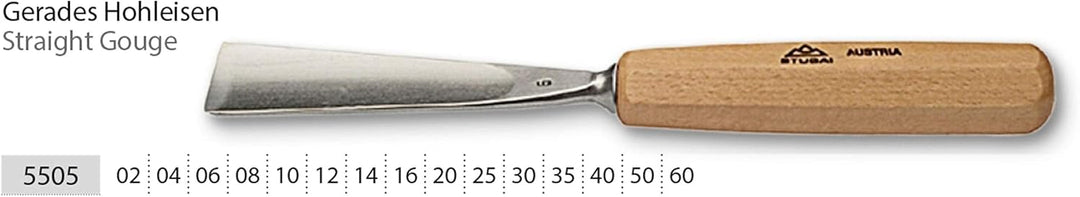 Stubai Stechbeitel Serie 55 - Form 5 : Gerades Hohleisen 35mm - 550535, 35mm