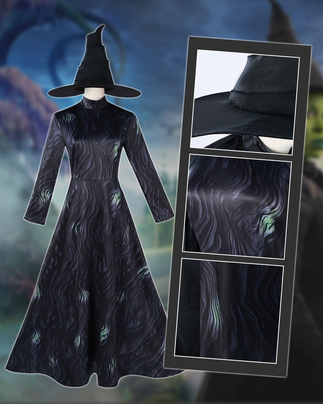 CR ROLECOS Wicked Cosplay Wicked Kostüm Halloween Karneval Party für Erwachsene Dress Up Anzug M Sch