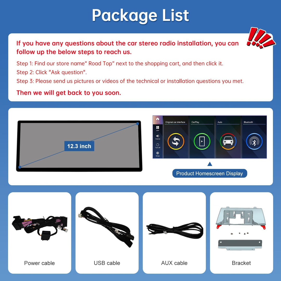 Road Top 12,3 Zoll Autoradio Carplay für BMW X5 X6 E70/E71 CCC (2007-2009) | Linux HD Touchscreen mi